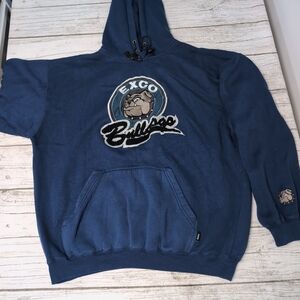 Vintage Exco Bulldogs Blue Hoodie Men Size XL